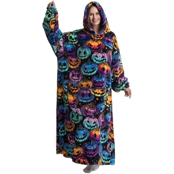 ⭐Sweat Pumpkin Warm Giant Hoodie Thick Flannel Blanket with Sleeve